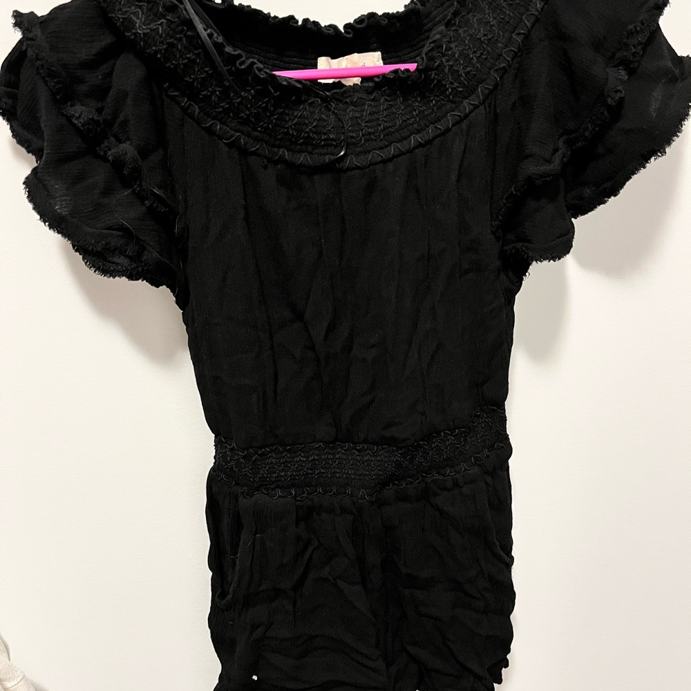 Black Ruffled Women's Top